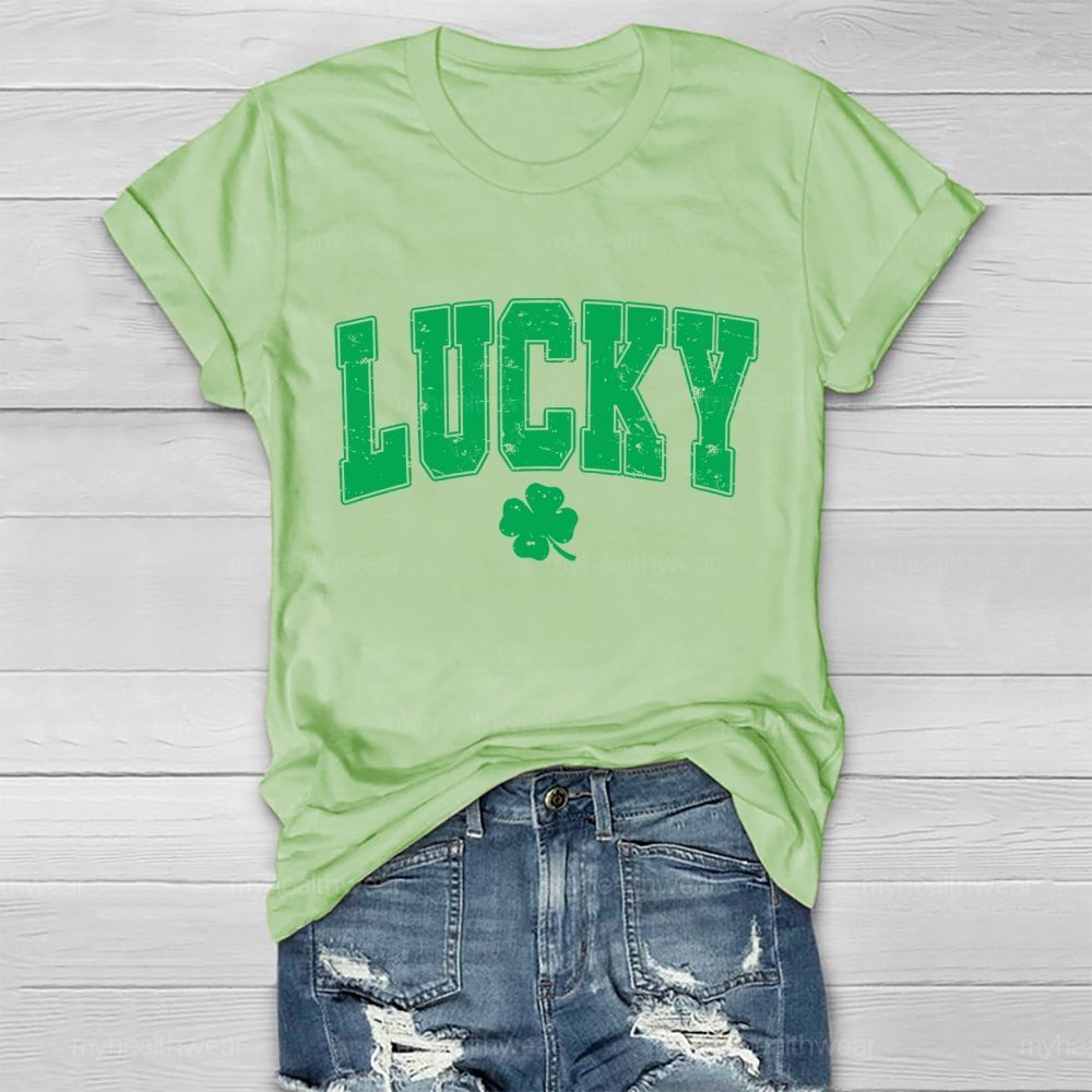Luck Four-Leaf Clover Letter Healthwear T-shirt