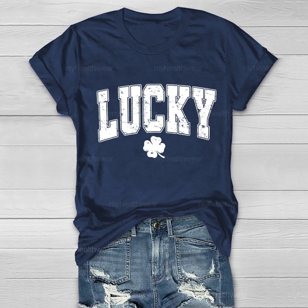 Luck Four-Leaf Clover Letter Healthwear T-shirt