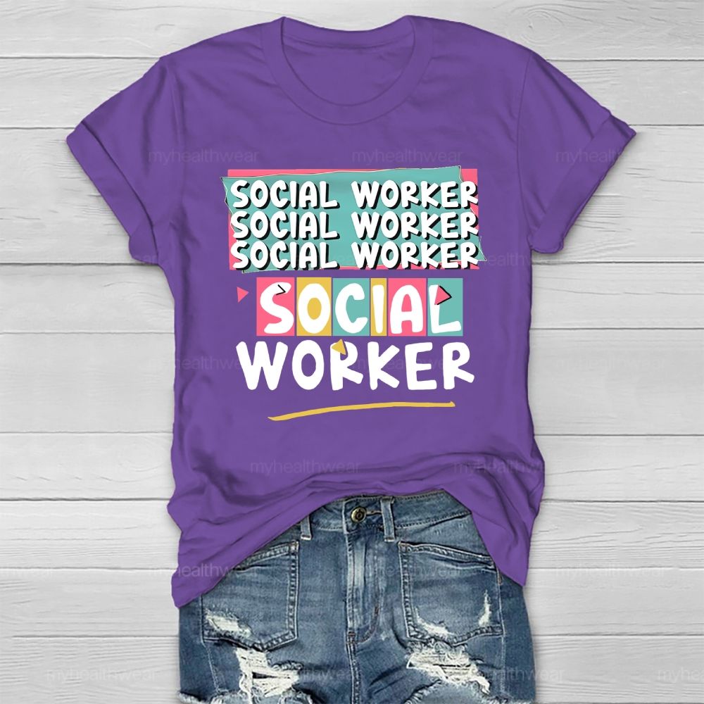 Social Worker Colorful Blocks Healthwear T-shirt