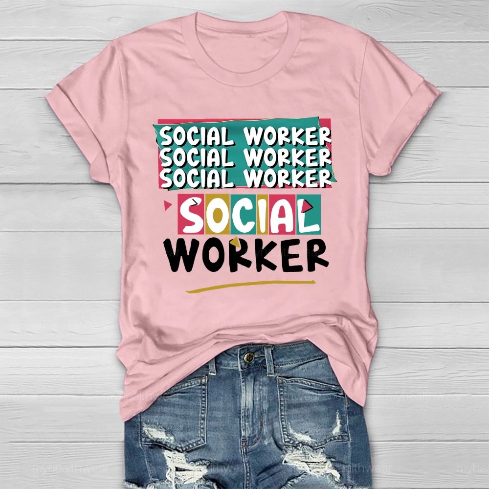 Social Worker Colorful Blocks Healthwear T-shirt