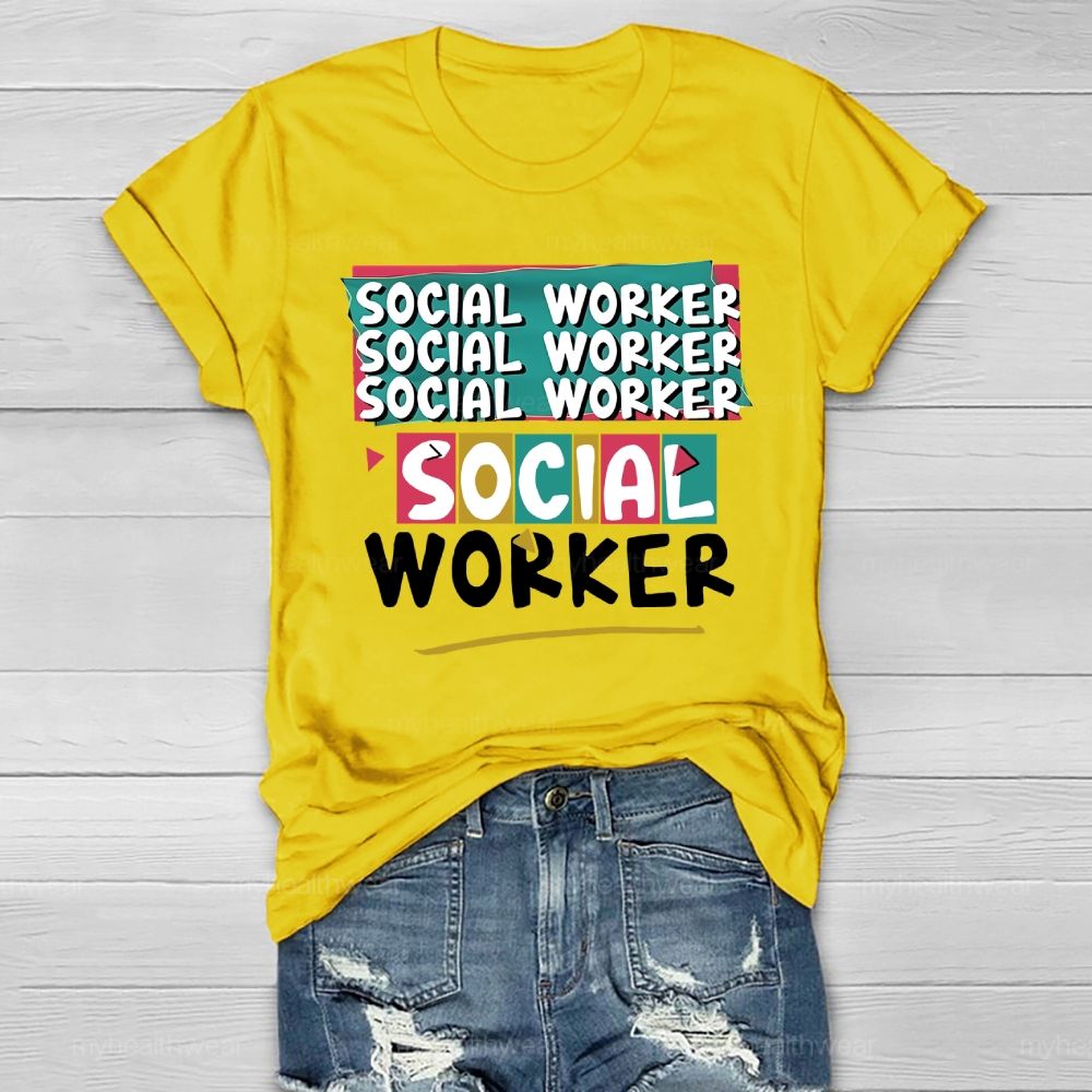 Social Worker Colorful Blocks Healthwear T-shirt