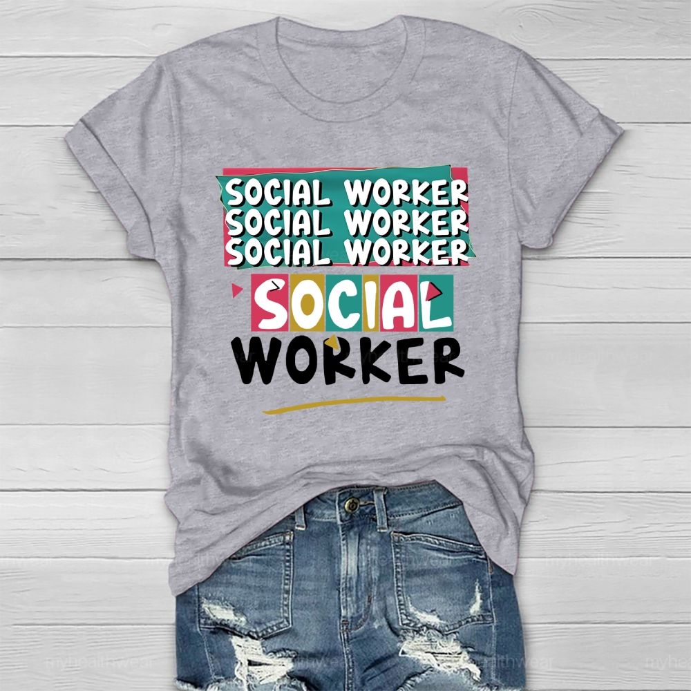 Social Worker Colorful Blocks Healthwear T-shirt