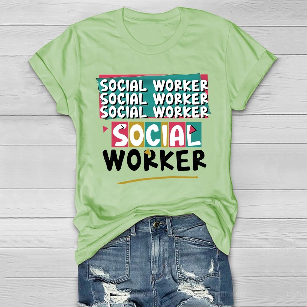 Social Worker Colorful Blocks Healthwear T-shirt
