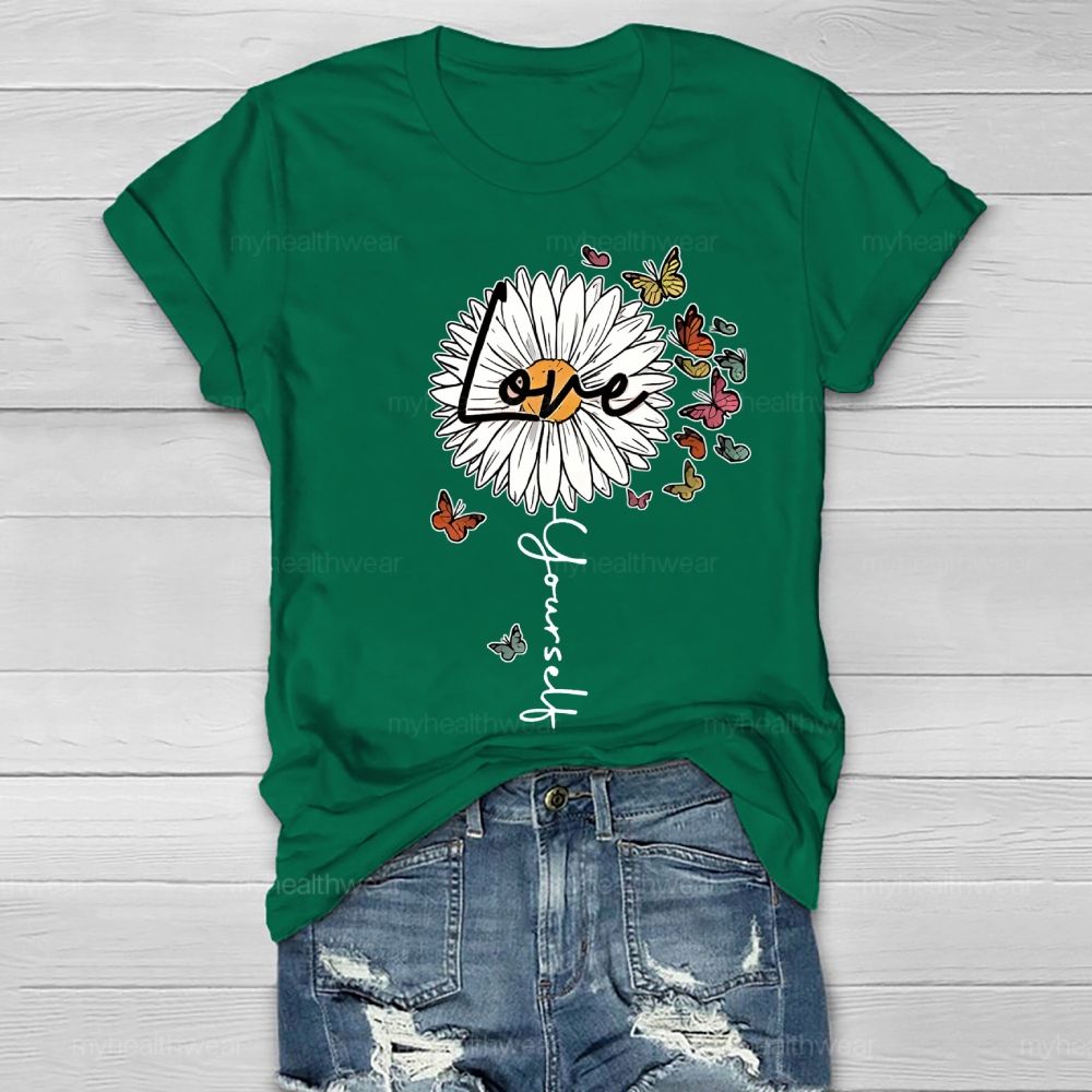 Love Yourself Daisy Butterfly Healthwear T-shirt