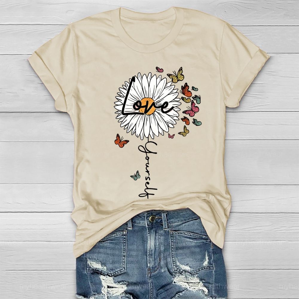 Love Yourself Daisy Butterfly Healthwear T-shirt