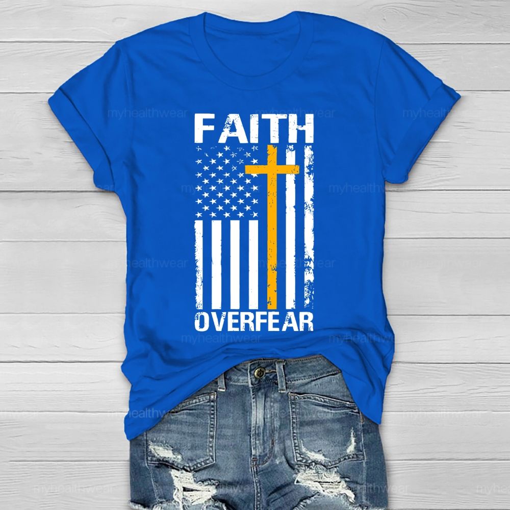 Faith Over Fear Cross Flag Healthwear T-shirt