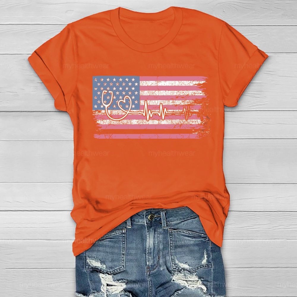Stethoscope Flag Star Healthwear T-shirt