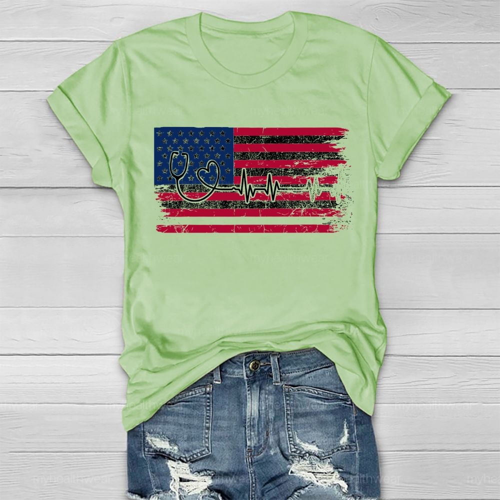 Stethoscope Flag Star Healthwear T-shirt