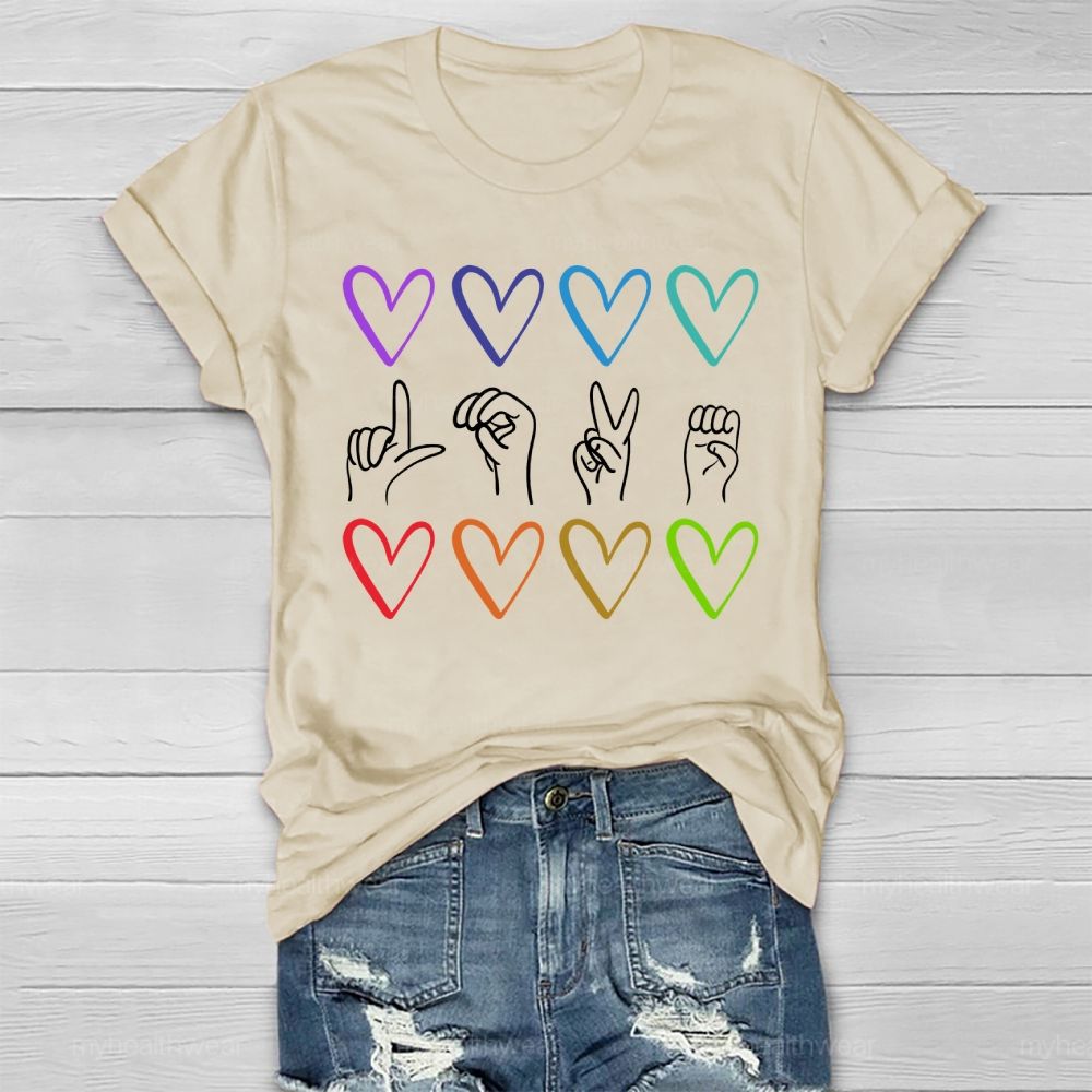Love Colorful Heart Sign Language Healthwear T-shirt