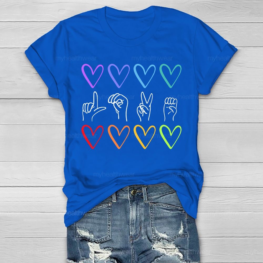 Love Colorful Heart Sign Language Healthwear T-shirt
