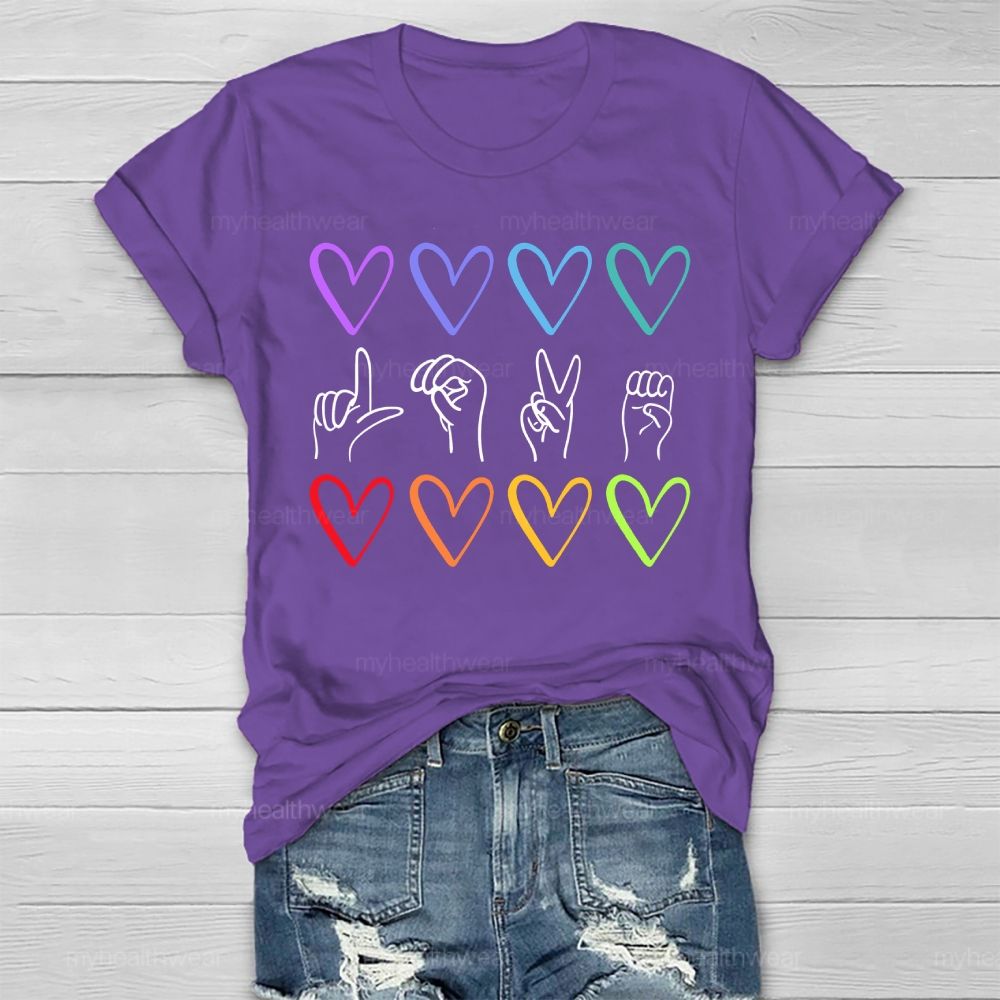 Love Colorful Heart Sign Language Healthwear T-shirt