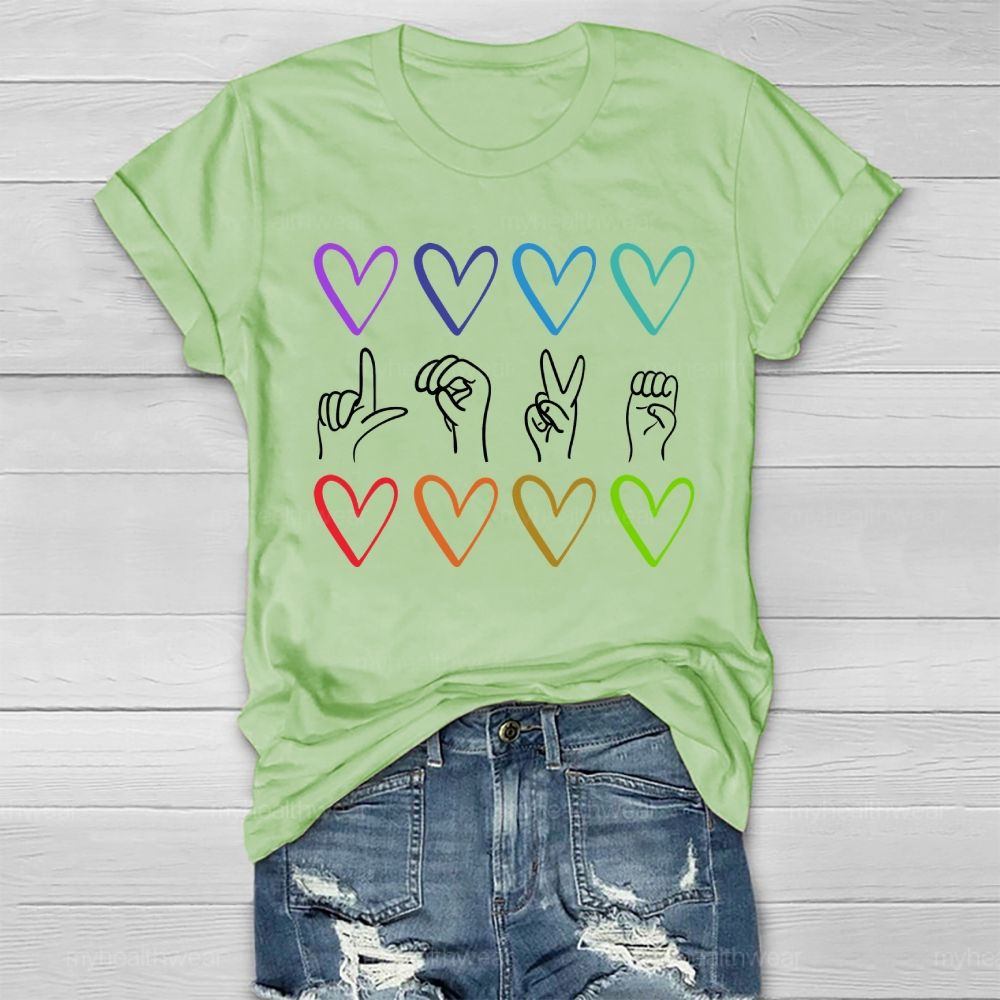 Love Colorful Heart Sign Language Healthwear T-shirt