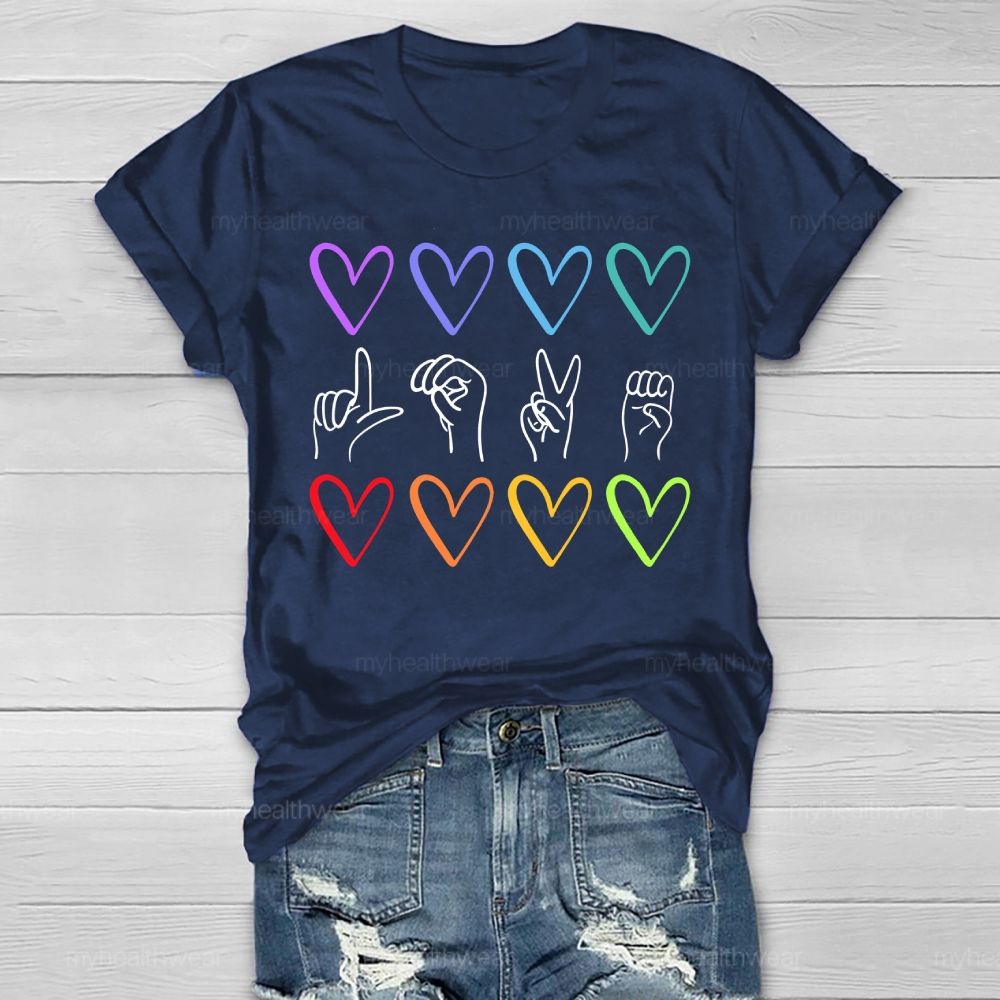 Love Colorful Heart Sign Language Healthwear T-shirt