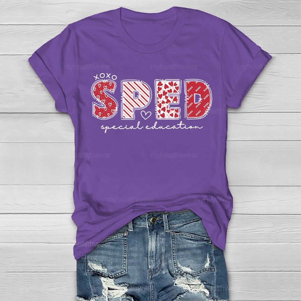 SPED Special Education Valentine's Day Letters Healthwear T-shirt