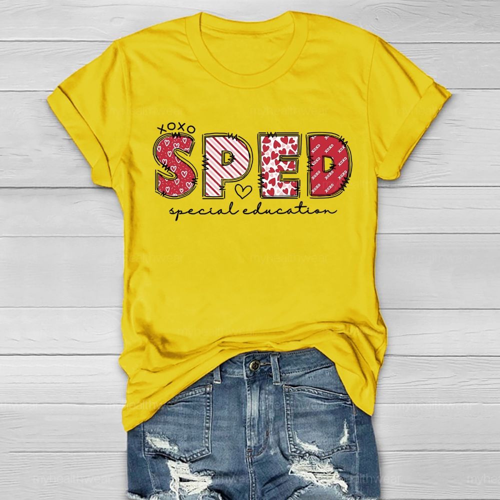 SPED Special Education Valentine's Day Letters Healthwear T-shirt