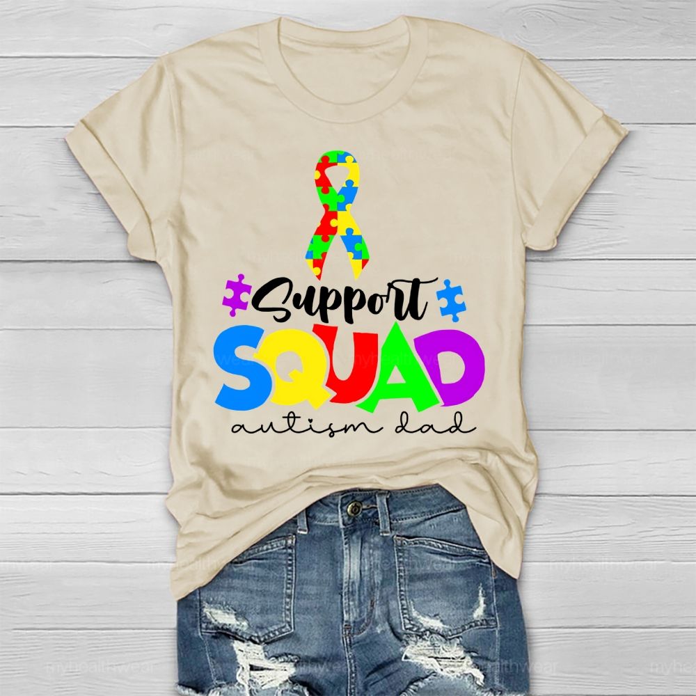 Support Squad Autism Dad Puzzle Ribbon Healthwear T-shirt