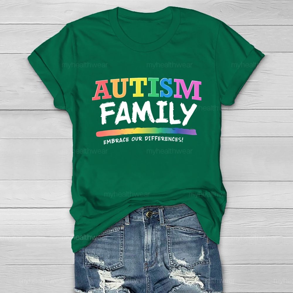 Autism Family Embrace Our Differences Healthwear T-shirt