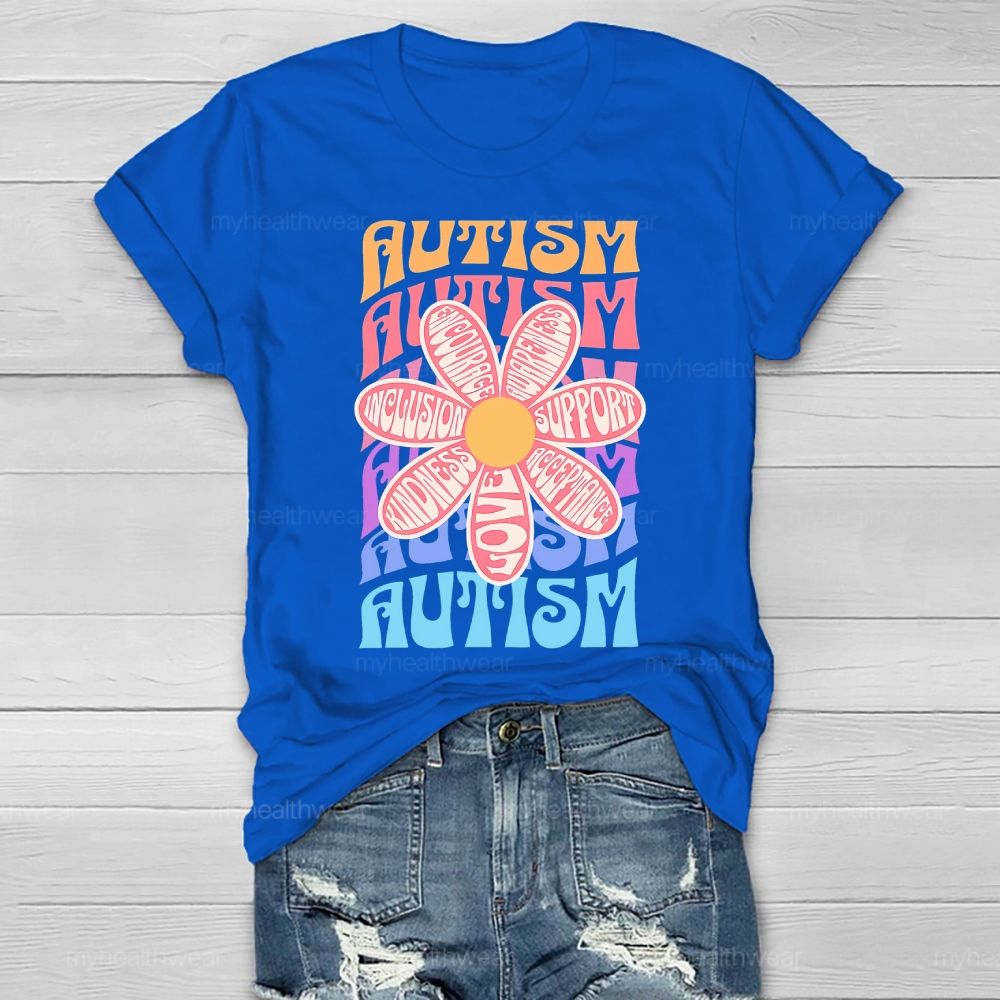 Autism Kindness Love Flowers Healthwear T-shirt