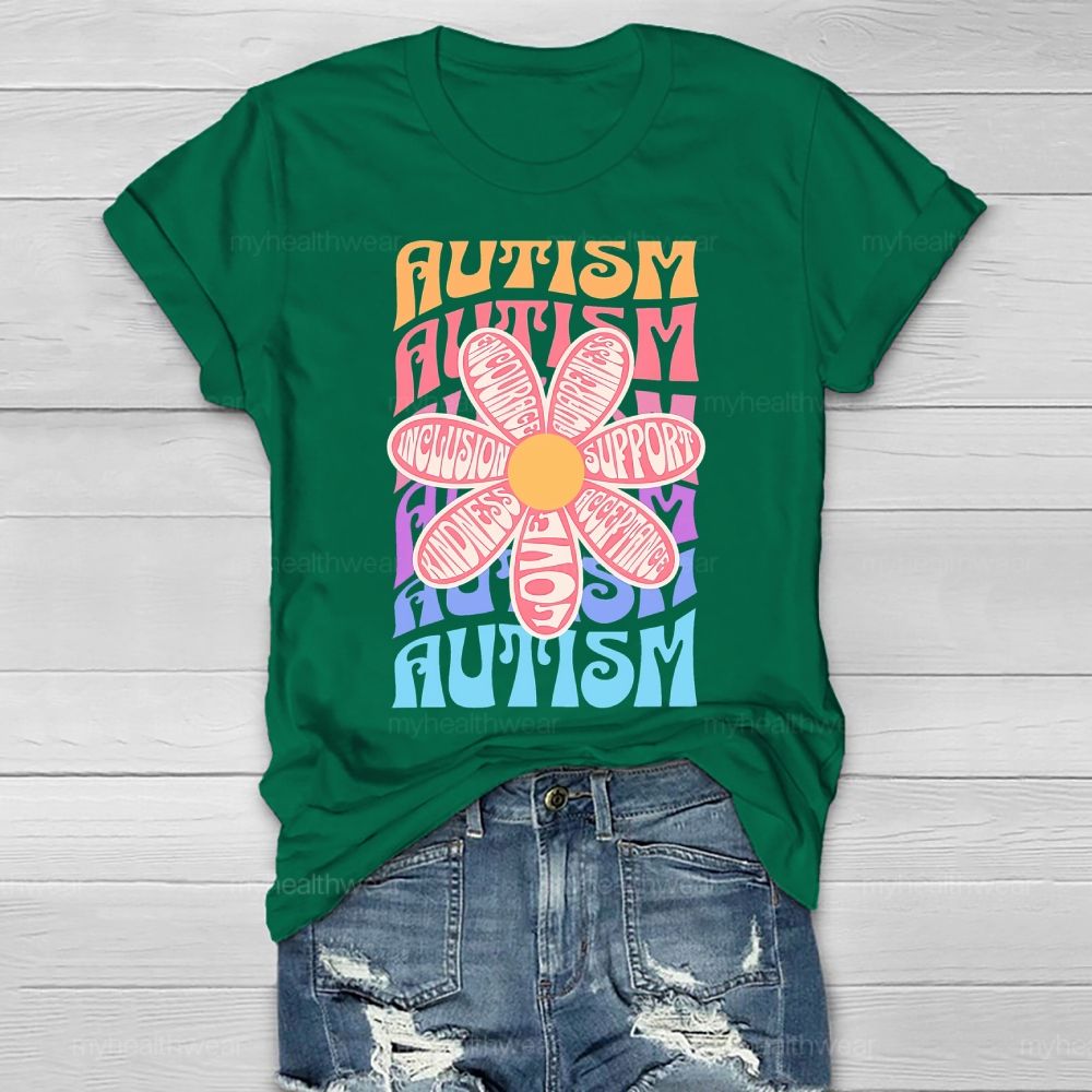 Autism Kindness Love Flowers Healthwear T-shirt