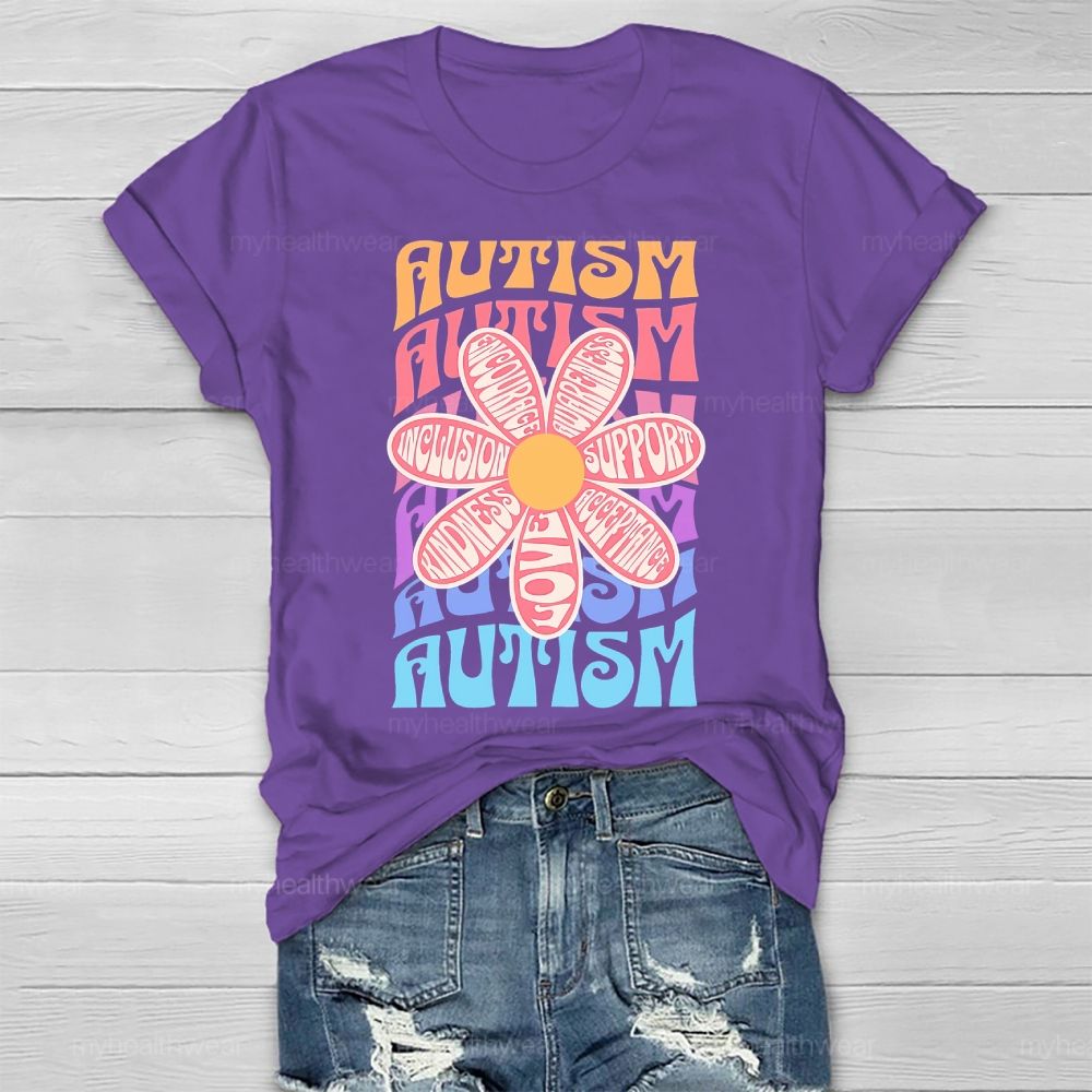 Autism Kindness Love Flowers Healthwear T-shirt