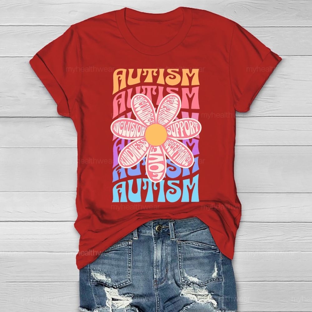 Autism Kindness Love Flowers Healthwear T-shirt