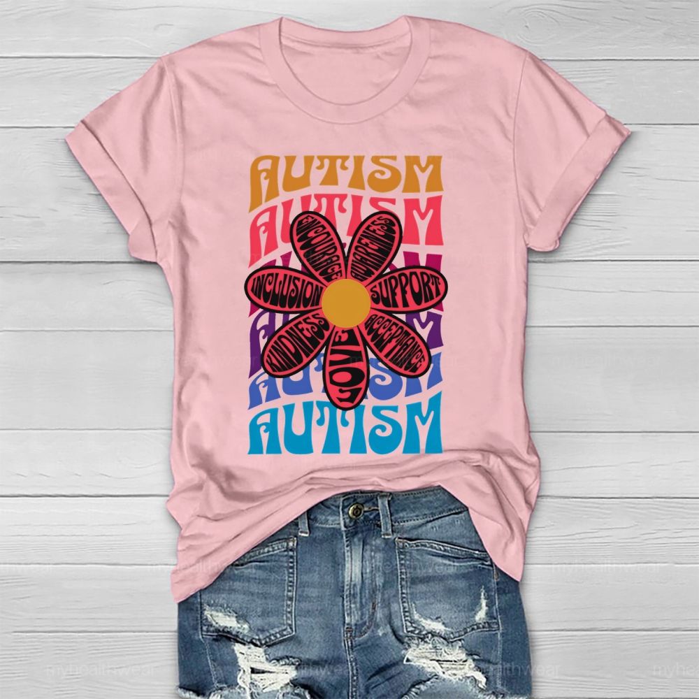 Autism Kindness Love Flowers Healthwear T-shirt