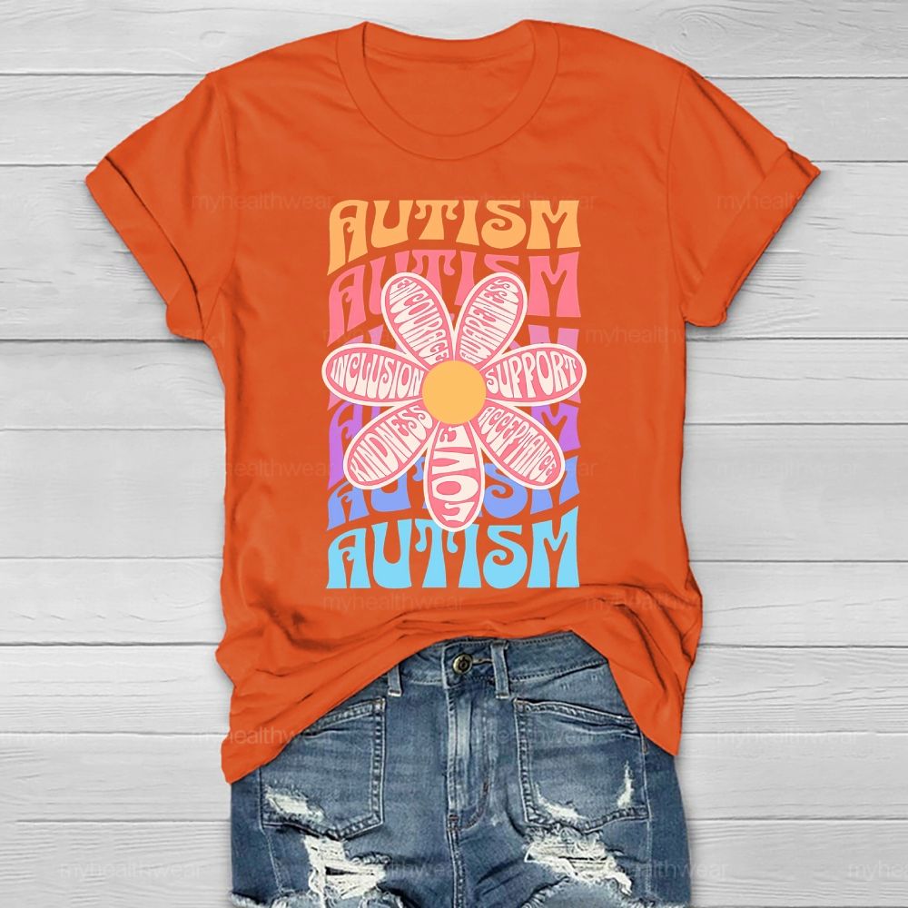 Autism Kindness Love Flowers Healthwear T-shirt