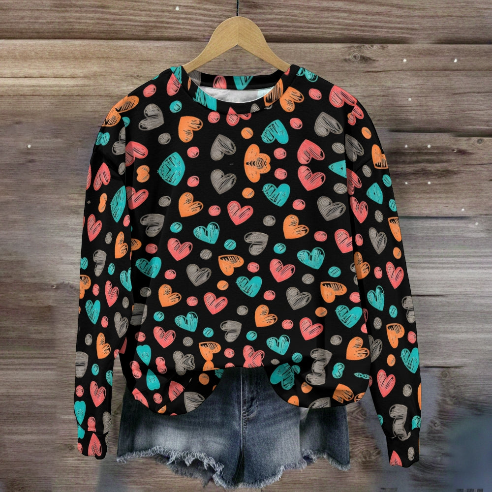Colorful Heart Polka Dot Sweatshirt