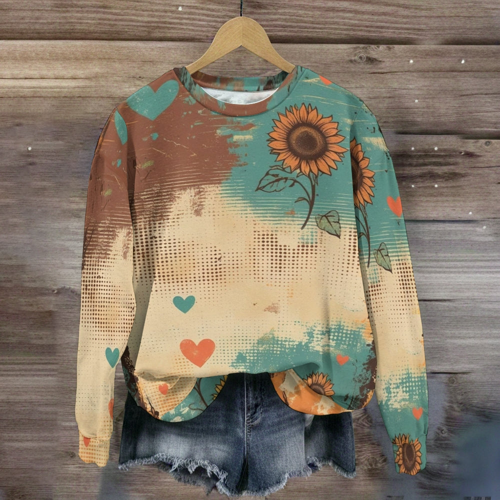 Sunflower Colorful Heart Sweatshirt