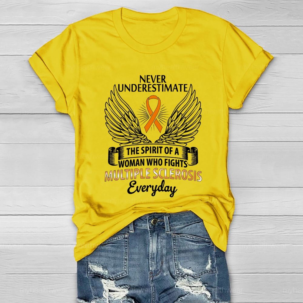 Never Underestimate The Spirit Multiple Sclerosis Awareness Healthwear T-shirt