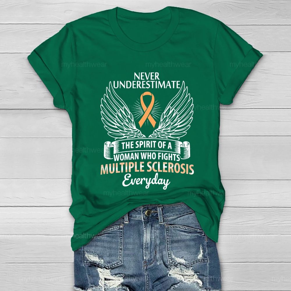 Never Underestimate The Spirit Multiple Sclerosis Awareness Healthwear T-shirt