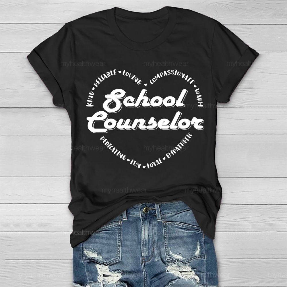 School Counselor Kind Heart Letters Healthwear T-shirt