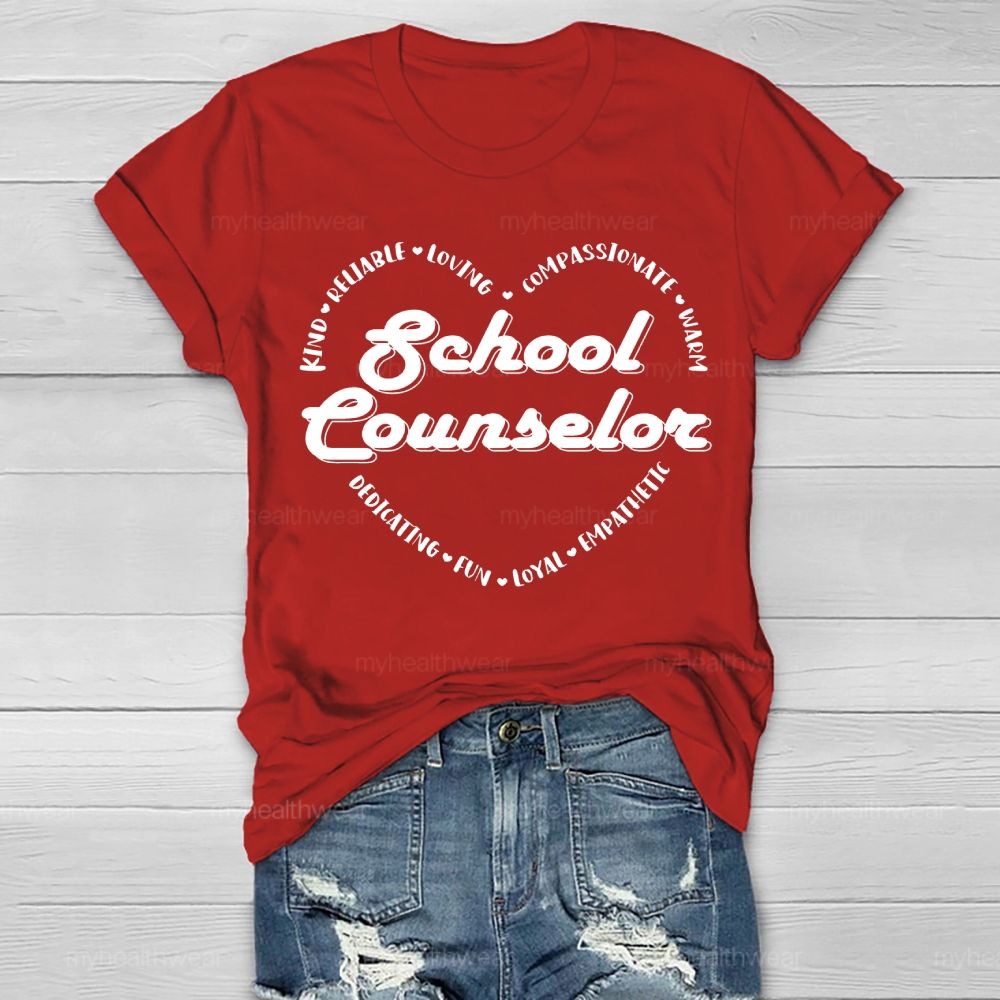 School Counselor Kind Heart Letters Healthwear T-shirt