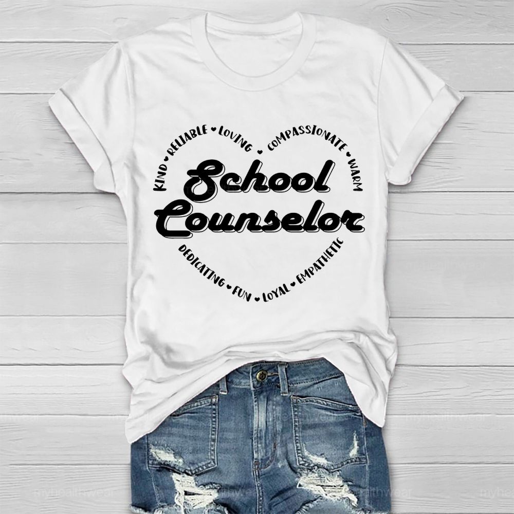 School Counselor Kind Heart Letters Healthwear T-shirt