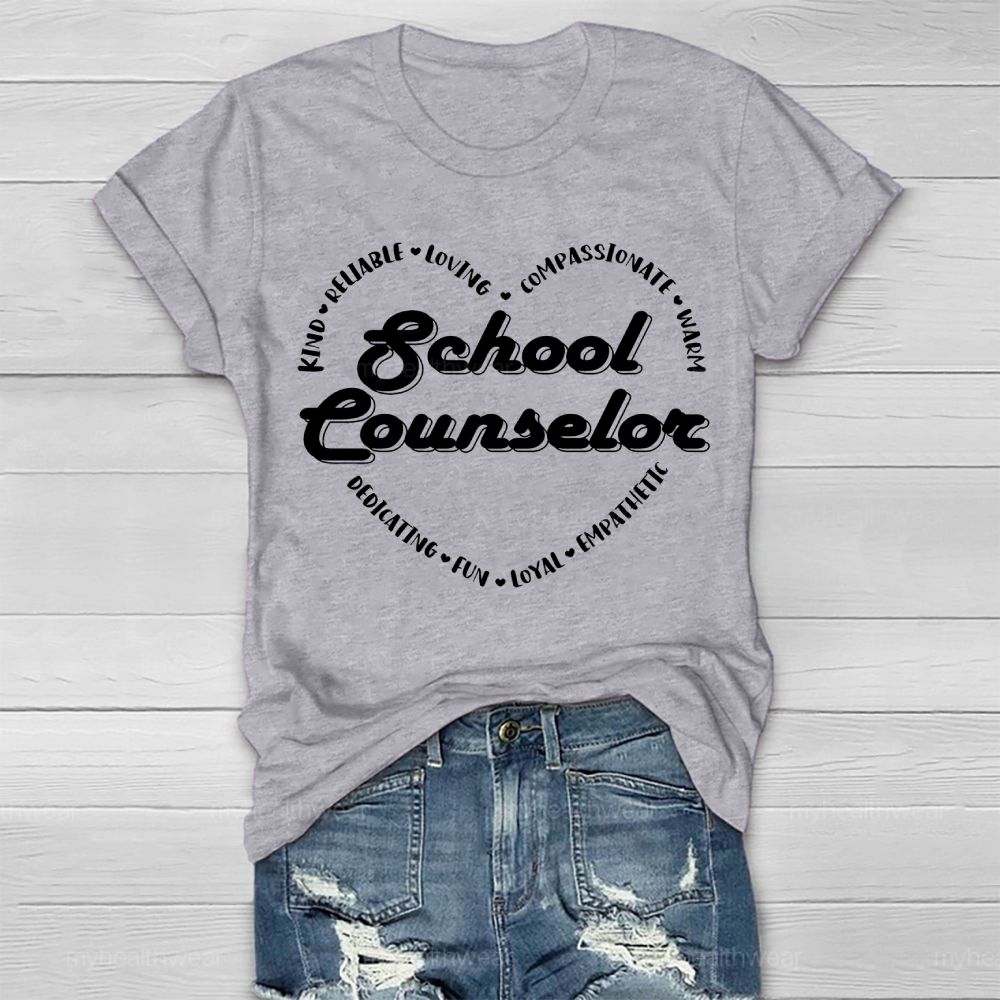 School Counselor Kind Heart Letters Healthwear T-shirt