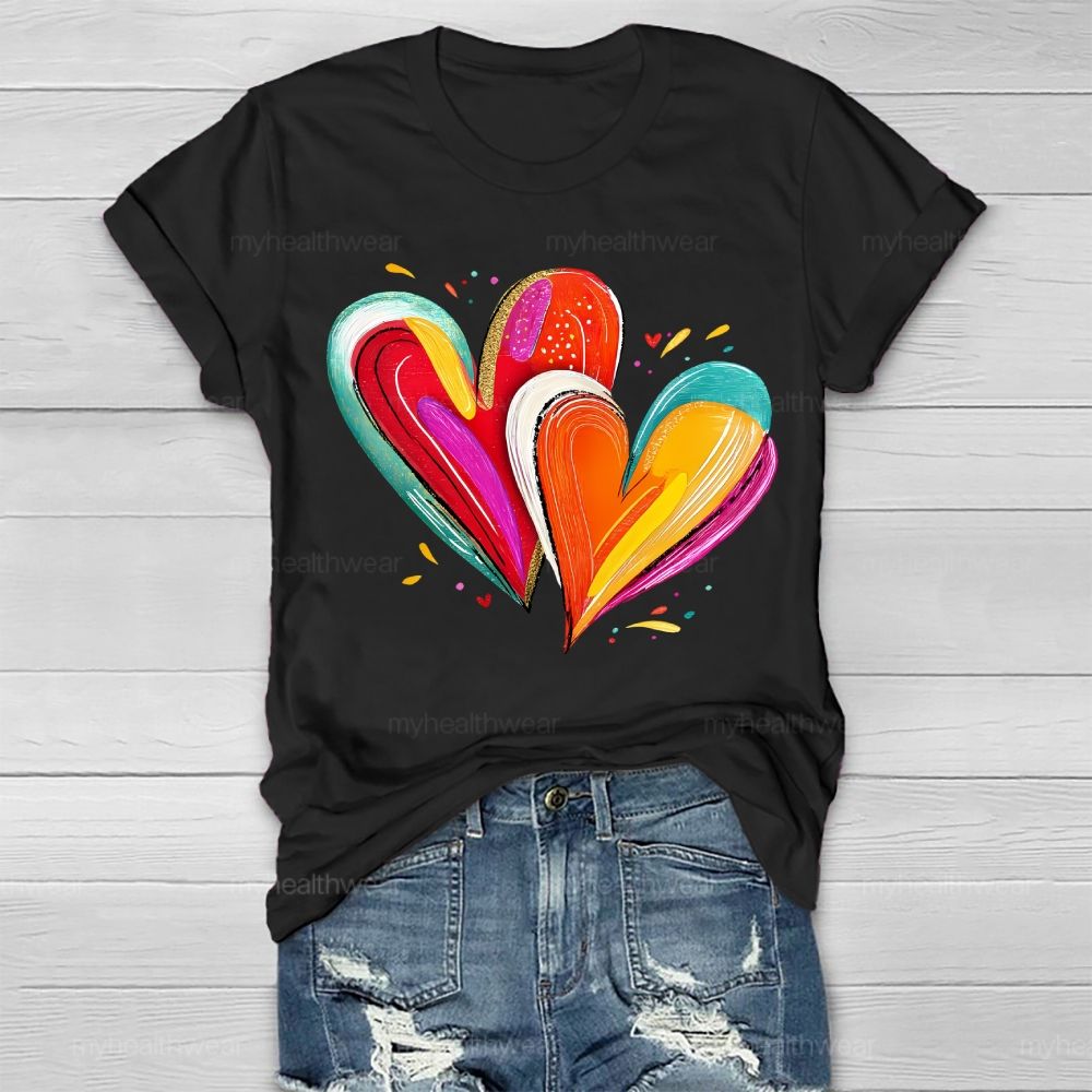 Colorful Heart Graphics Healthwear T-shirt