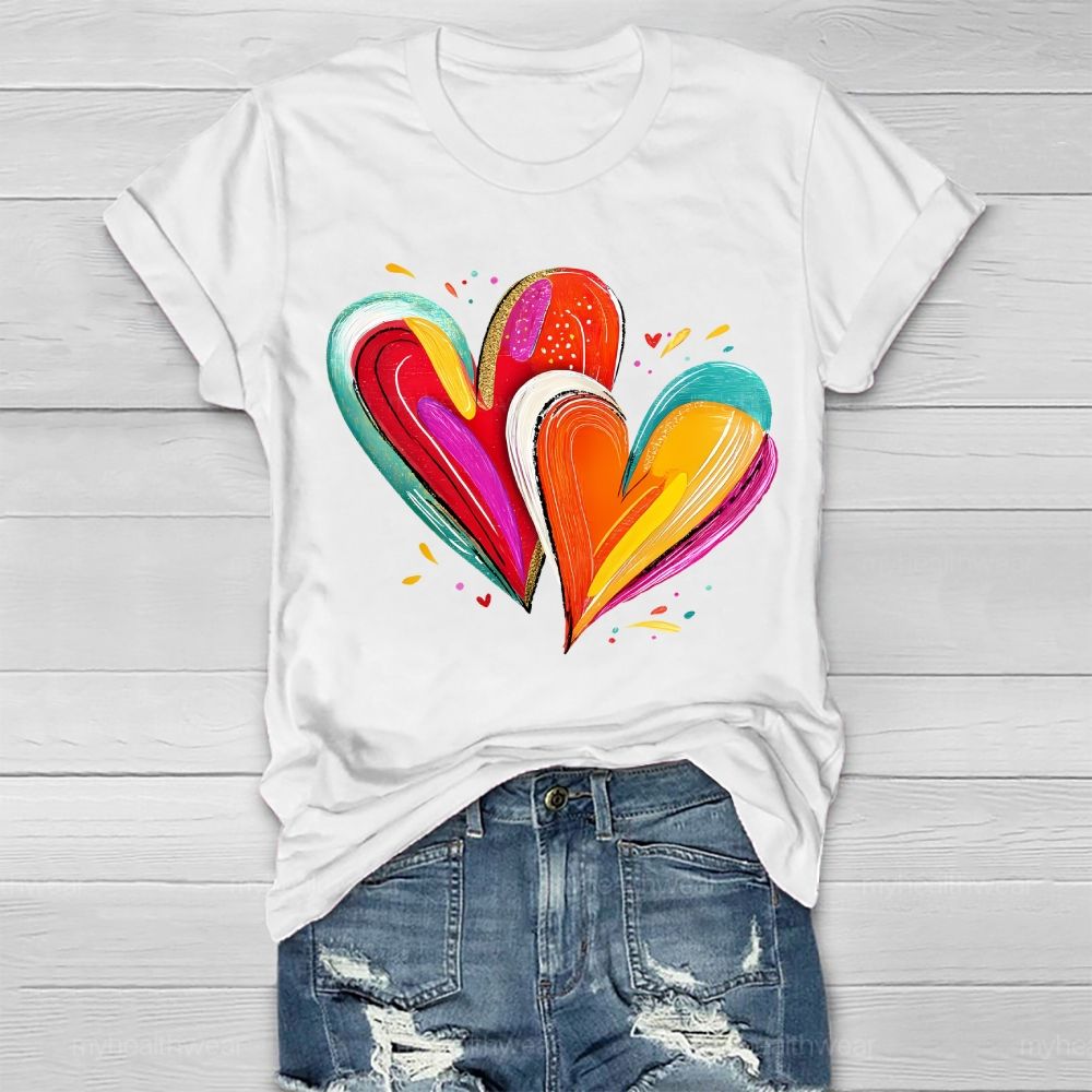 Colorful Heart Graphics Healthwear T-shirt