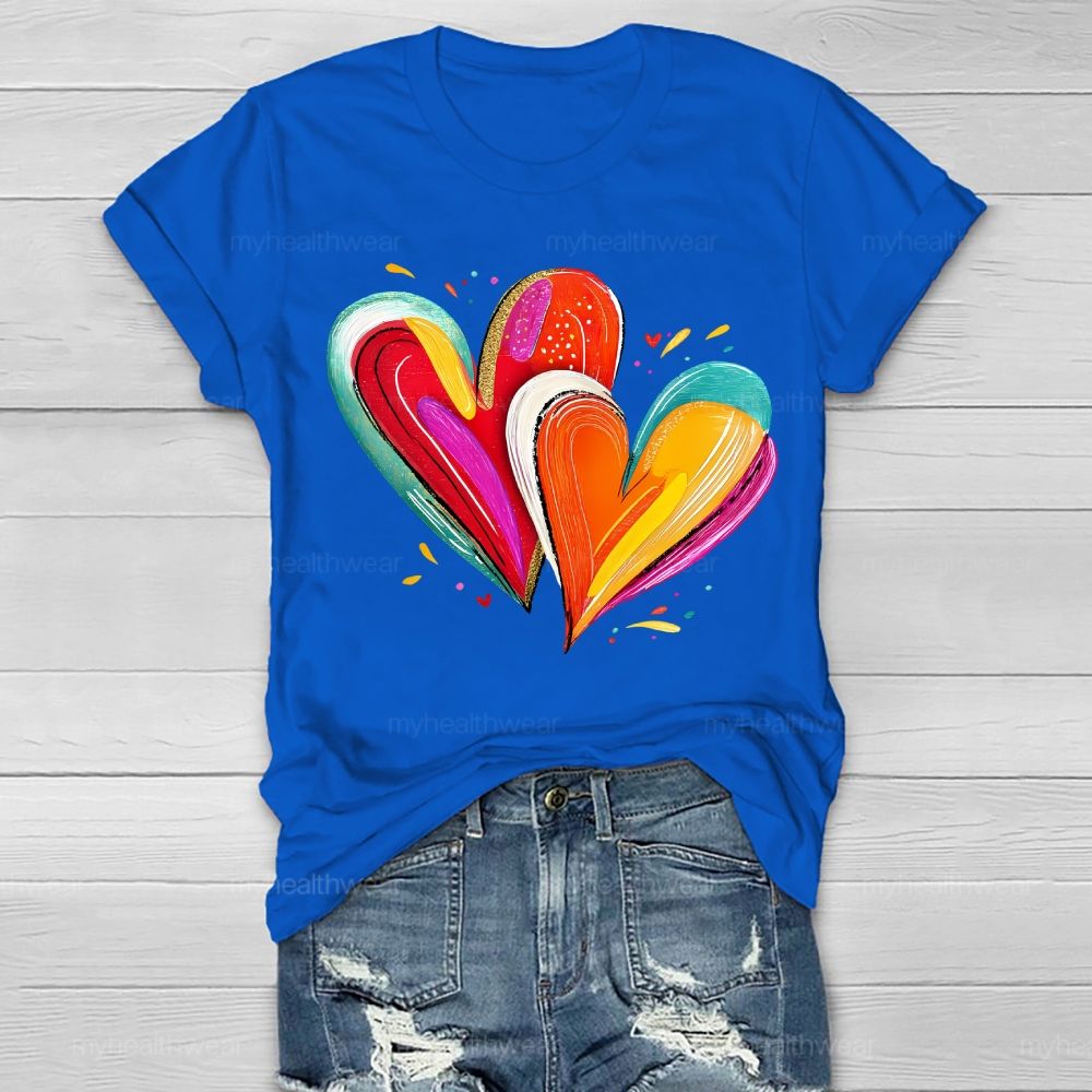 Colorful Heart Graphics Healthwear T-shirt