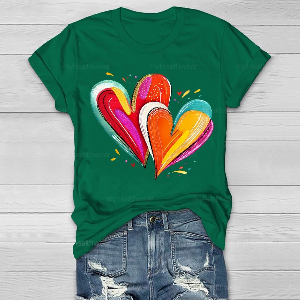 Colorful Heart Graphics Healthwear T-shirt