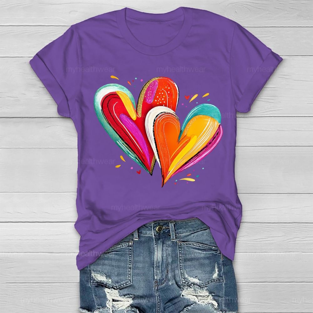 Colorful Heart Graphics Healthwear T-shirt