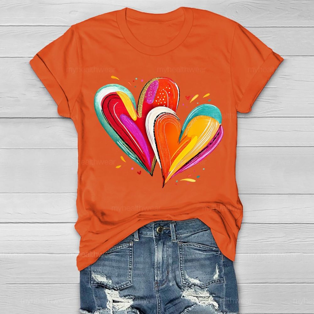 Colorful Heart Graphics Healthwear T-shirt