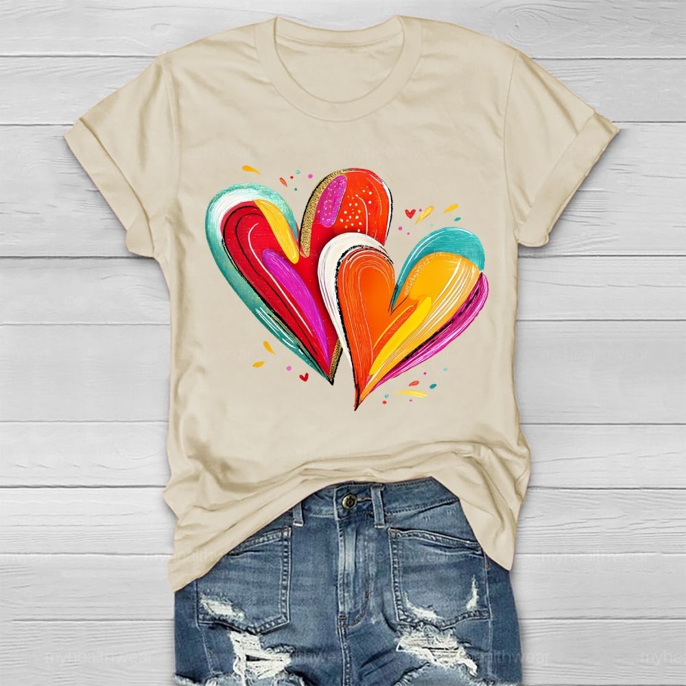 Colorful Heart Graphics Healthwear T-shirt