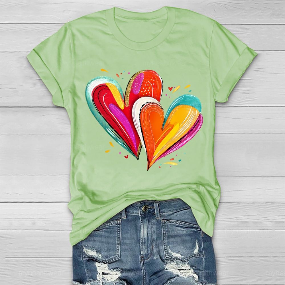 Colorful Heart Graphics Healthwear T-shirt