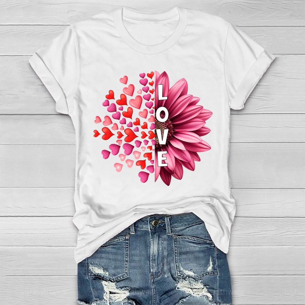 Love Heart Sunflower Healthwear T-shirt