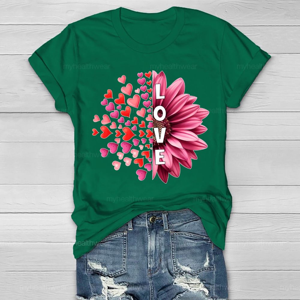 Love Heart Sunflower Healthwear T-shirt