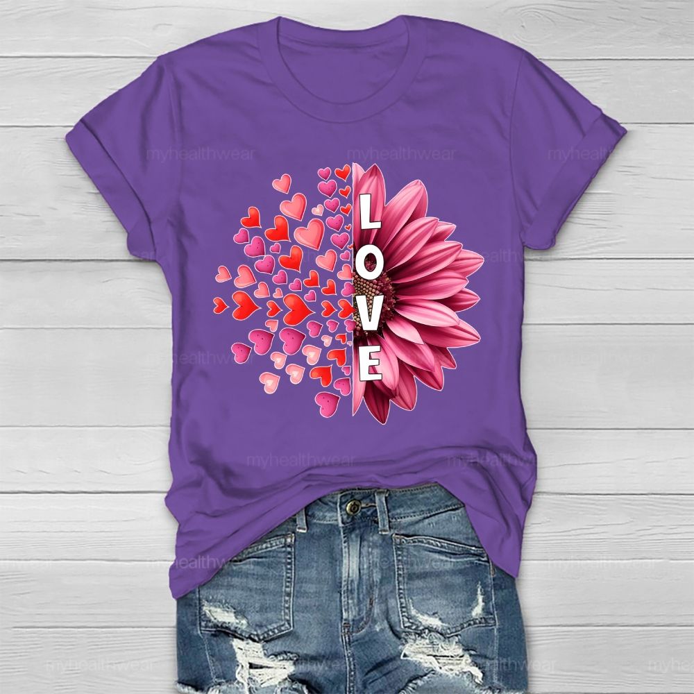 Love Heart Sunflower Healthwear T-shirt