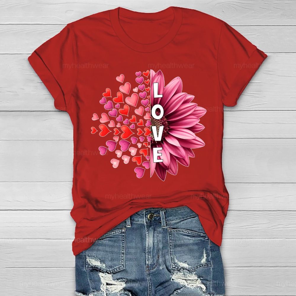 Love Heart Sunflower Healthwear T-shirt