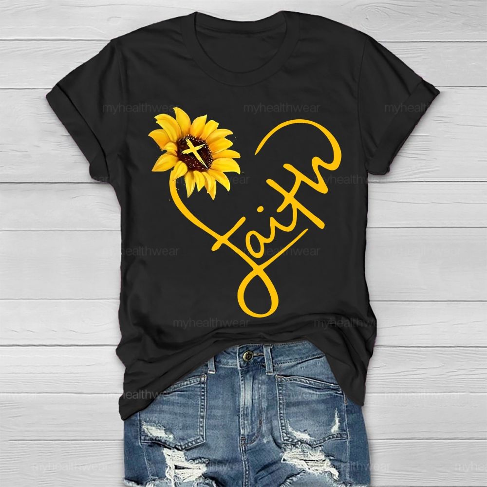 Faith Cross Love Sunflower Healthwear T-shirt