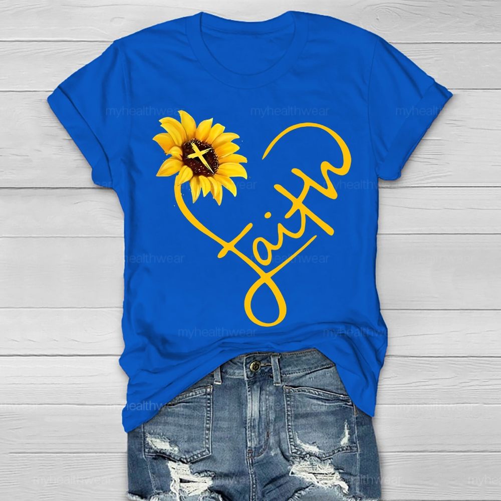Faith Cross Love Sunflower Healthwear T-shirt