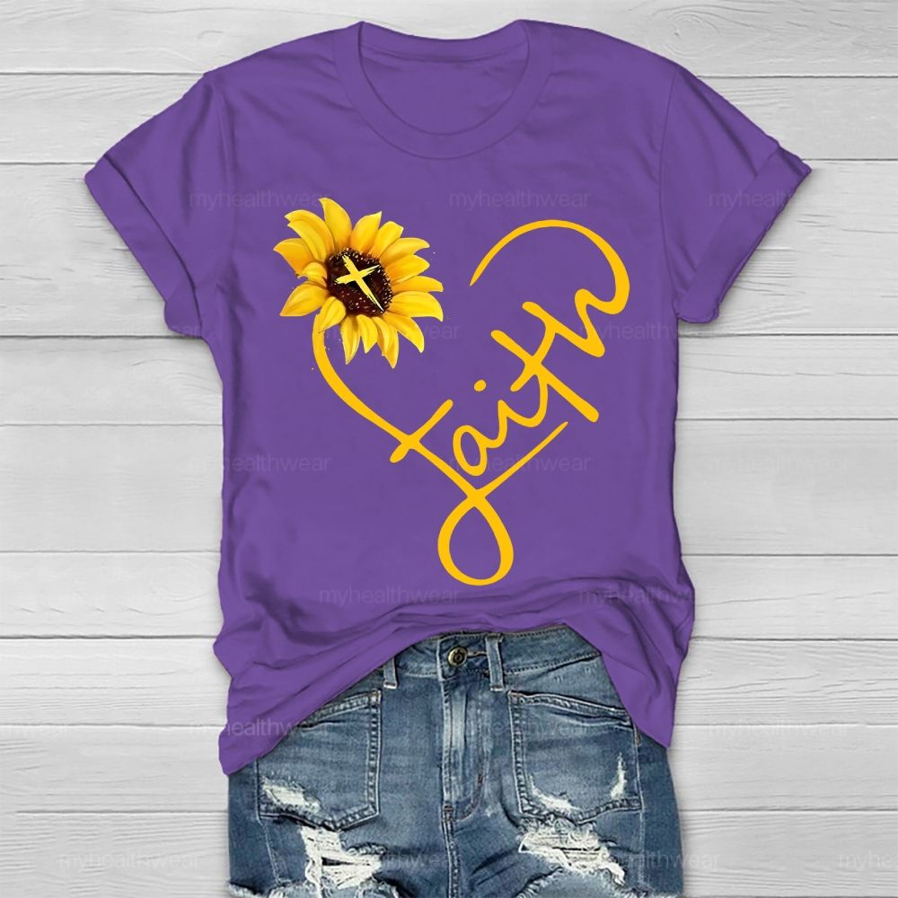 Faith Cross Love Sunflower Healthwear T-shirt